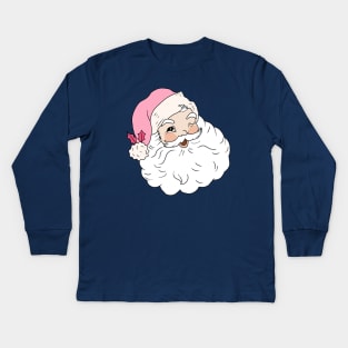 Retro Vintage Pink Santa Claus Kids Long Sleeve T-Shirt